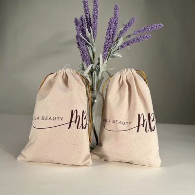 Logotipo personalizado Saco de cordas de algodão para sacos escolares Trolley Muselina ecológica
