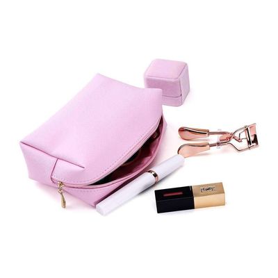 Bolsa de maquiagem cosmética não tecida Bolsa de fecho durável Lava-se Eco-friendly Pink OEM/ODM