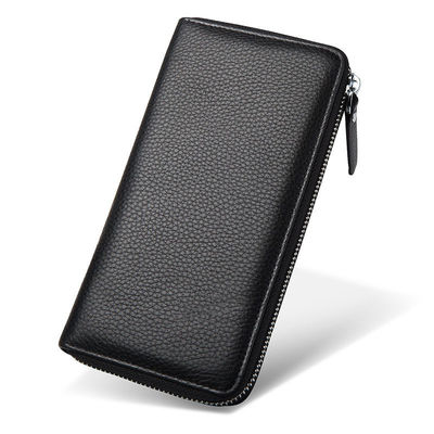 Carteira de porte-moeda de couro real para homens com logotipo personalizado da Customized