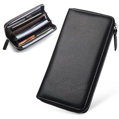 Carteira de porte-moeda de couro real para homens com logotipo personalizado da Customized