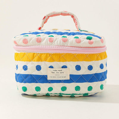 Saco de maquilhagem floral de colcha de retalhos para vida diária e viagens