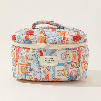 Saco de maquilhagem floral de colcha de retalhos para vida diária e viagens