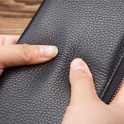 Carteira de porte-moeda de couro real para homens com logotipo personalizado da Customized