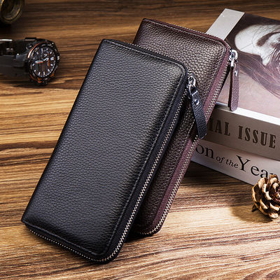 Carteira de porte-moeda de couro real para homens com logotipo personalizado da Customized