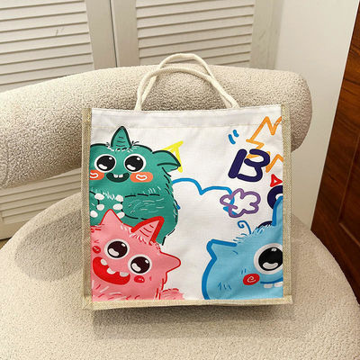2024 Bolsa de Cartoon Personalizada para Crianças para Praia, Lazer, Viagens, Bolsa de Tote de lona