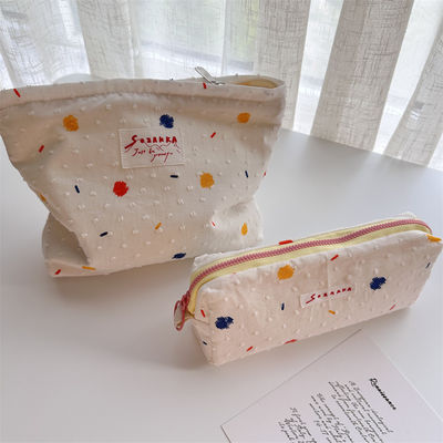 Bolsa de maquiagem de couro de vaca de estilo de caixa Impressão personalizada Bolsas portáteis de mão de senhoras Bolsa cosmética