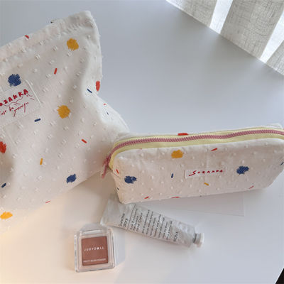 Bolsa de maquiagem de couro de vaca de estilo de caixa Impressão personalizada Bolsas portáteis de mão de senhoras Bolsa cosmética