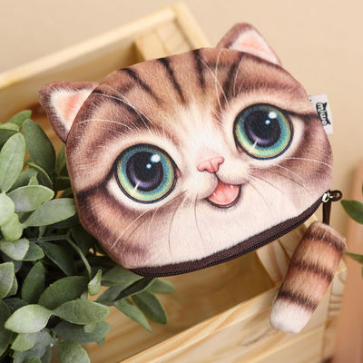 Cores personalizadas Crianças Carteira Carteira de Moedas Cartoons Cartoons 3D Gatos Zipper Kawaii Carteira Carteira de Moedas