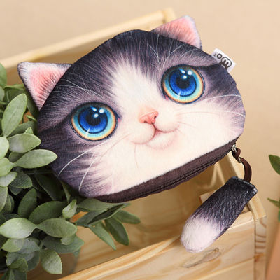 Cores personalizadas Crianças Carteira Carteira de Moedas Cartoons Cartoons 3D Gatos Zipper Kawaii Carteira Carteira de Moedas