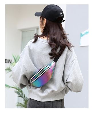 Bolsa de cintura Fanny Pacote Holográfico de cor personalizado elegante para meninas Laser PU Material