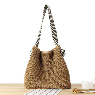 Saco de ombros de palha de estilo coreano para mulheres