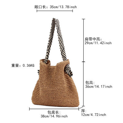 Saco de ombros de palha de estilo coreano para mulheres