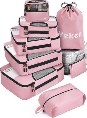 Logotipo personalizado Acceptado Sacos de viagem Unisex 8 Conjunto de cubos de embalagem com saco de roupa e armazenamento