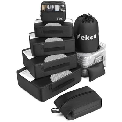 Logotipo personalizado Acceptado Sacos de viagem Unisex 8 Conjunto de cubos de embalagem com saco de roupa e armazenamento