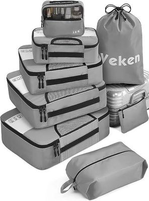 Logotipo personalizado Acceptado Sacos de viagem Unisex 8 Conjunto de cubos de embalagem com saco de roupa e armazenamento