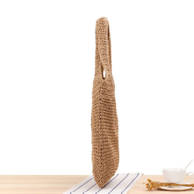 Saco de Tote de palha tecido à mão de um ombro para viagens femininas e saindo praia casual