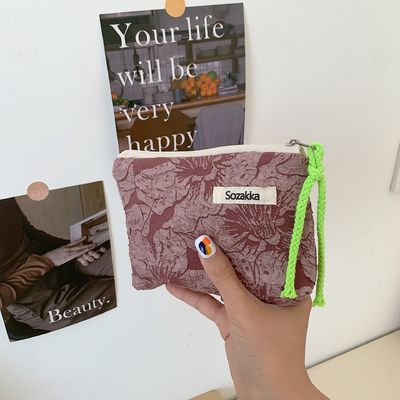 Maquiagem de viagem Saco cosmético de algodão personalizado Saco de lona Toiletry Saco de maquiagem floral