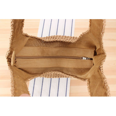 Saco de Tote de palha tecido à mão de um ombro para viagens femininas e saindo praia casual