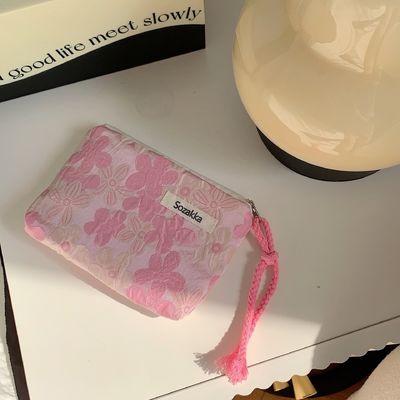 Maquiagem de viagem Saco cosmético de algodão personalizado Saco de lona Toiletry Saco de maquiagem floral