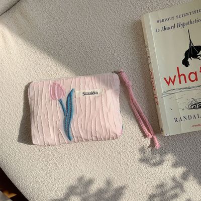Maquiagem de viagem Saco cosmético de algodão personalizado Saco de lona Toiletry Saco de maquiagem floral