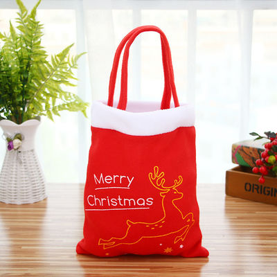 Novos estilos de moda Mochilas de Natal de veludo vermelho para crianças para embalagens