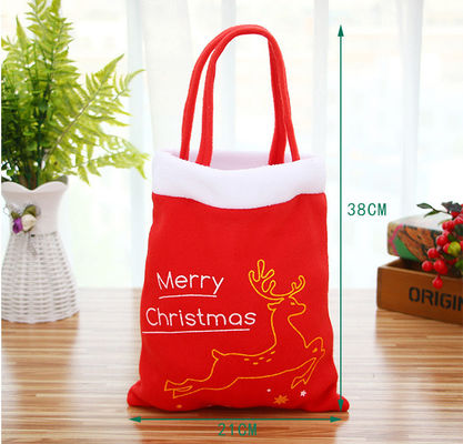 Novos estilos de moda Mochilas de Natal de veludo vermelho para crianças para embalagens