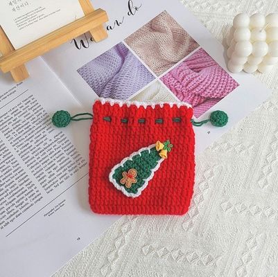 Bolsa de bolso de crochê feita à mão Santa Claus bolsas de troca Bolsa de moedas presentes de Natal
