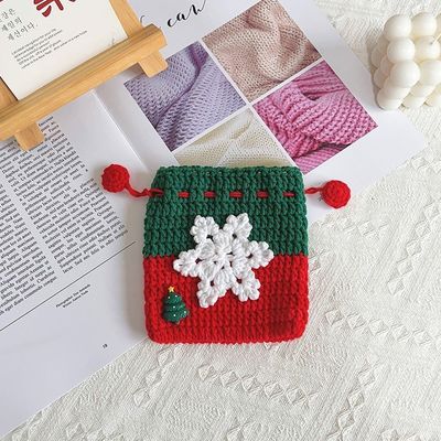 Bolsa de bolso de crochê feita à mão Santa Claus bolsas de troca Bolsa de moedas presentes de Natal