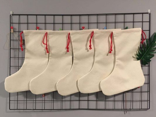 Sublimação Blanks Santa Sack meias de Natal Saco de cordas de tração com revestimento de poliéster