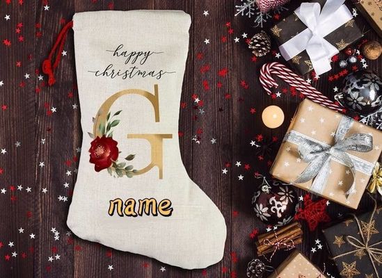 Sublimação Blanks Santa Sack meias de Natal Saco de cordas de tração com revestimento de poliéster