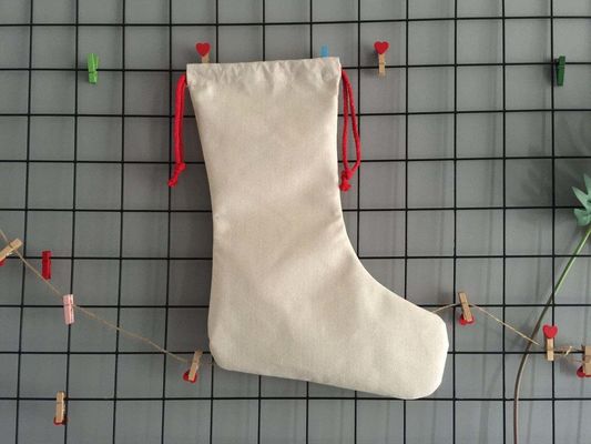 Sublimação Blanks Santa Sack meias de Natal Saco de cordas de tração com revestimento de poliéster