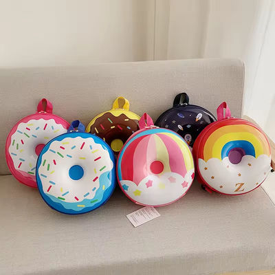 Novidade Saco de livros fofinho 2024 Mochila de desenhos animados Donuts Saco escolar de borracha para a vida diária