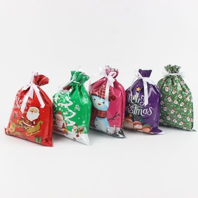 Materiais reciclados Impressão digital personalizada Folha de plástico Sacos de embalagem de presentes de Natal