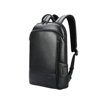 Mochila de laptop de couro de grande capacidade para homens com porta de carregamento USB anti-roubo