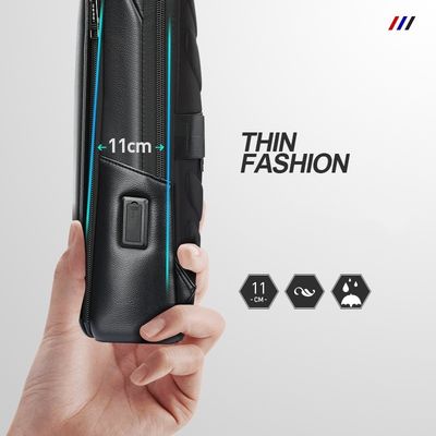 Mochila de laptop de couro de grande capacidade para homens com porta de carregamento USB anti-roubo