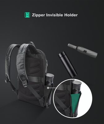 Mochila de laptop de couro de grande capacidade para homens com porta de carregamento USB anti-roubo