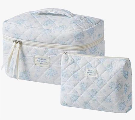 Bolsa de Maquiagem Ligera Azul Gingham O Mais Novo Estilo Moderno para as Necessidades de Viagem das Mulheres