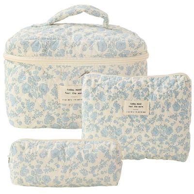 Bolsa de Maquiagem Ligera Azul Gingham O Mais Novo Estilo Moderno para as Necessidades de Viagem das Mulheres