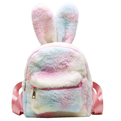 Mochila Unisex Cartoon Bunny Cute School com fecho de fecho e Rabbit Cartoon Print