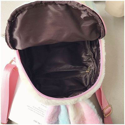 Mochila Unisex Cartoon Bunny Cute School com fecho de fecho e Rabbit Cartoon Print