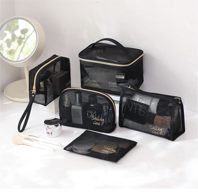 Ferramentas de maquiagem de malha preta organizador de beleza bolsa cosmética para amantes da beleza