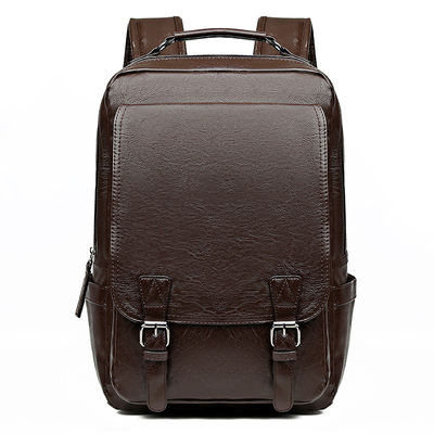 Mochila de computador portátil masculina de couro PU aceitável com camada interna de computador
