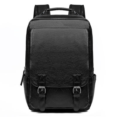 Mochila de computador portátil masculina de couro PU aceitável com camada interna de computador