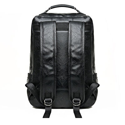Mochila de computador portátil masculina de couro PU aceitável com camada interna de computador