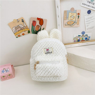 Minnie Peludo Plush Crianças Saco Escolar para Crianças Mochila Coelhinho Mochila Rosa Cartoon Mini Zipper Mochila de Veludo