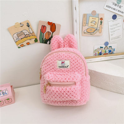 Minnie Peludo Plush Crianças Saco Escolar para Crianças Mochila Coelhinho Mochila Rosa Cartoon Mini Zipper Mochila de Veludo