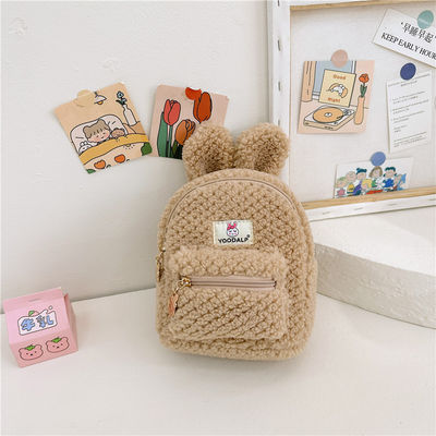 Minnie Peludo Plush Crianças Saco Escolar para Crianças Mochila Coelhinho Mochila Rosa Cartoon Mini Zipper Mochila de Veludo