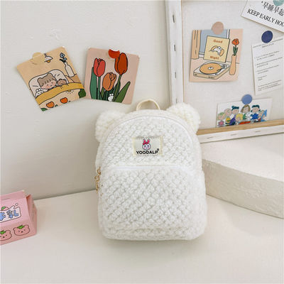 Minnie Peludo Plush Crianças Saco Escolar para Crianças Mochila Coelhinho Mochila Rosa Cartoon Mini Zipper Mochila de Veludo