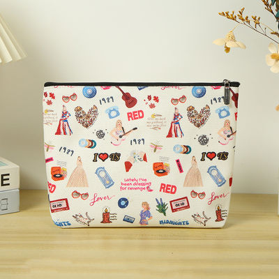 Bolsa de acessórios cosméticos de dois lados Bolsa de fecho feita de lona de algodão ecológica
