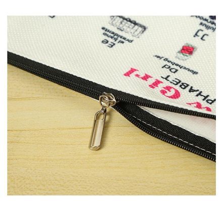 Bolsa de acessórios cosméticos de dois lados Bolsa de fecho feita de lona de algodão ecológica